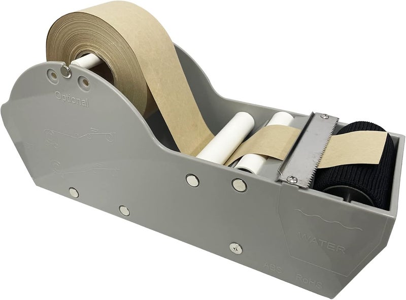 QILIMA Desktop Grey Water Activated Tape Dispenser with Reinforced Kraft Paper Gum Tape 1.88In x 55 Yards for Shipping, Carton and Box Sealing - Image 1